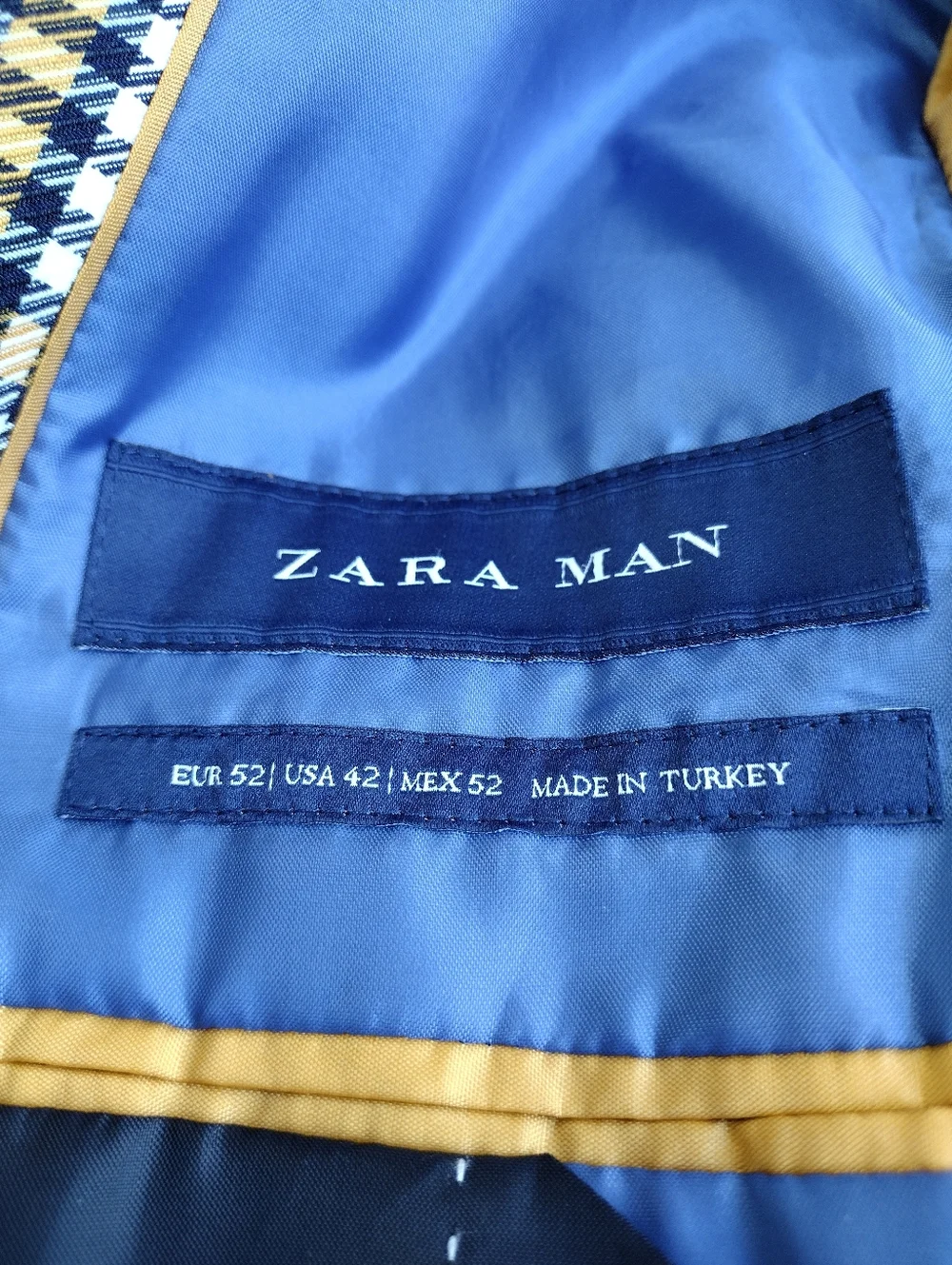 Zara Man Lined Blazer Jacket Two Front Buttons Multicolor Men's Size 42